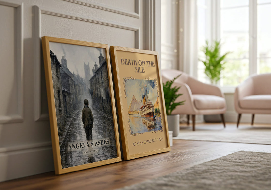Angela's Ashes watercolour print framed by window – literary home decor