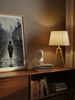 Angela's Ashes watercolour print on bookshelf – Frank McCourt fan gift