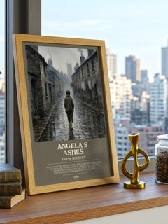 Angela's Ashes Bookish Wall Art by Frank McCourt – framed print on a city-view windowsill