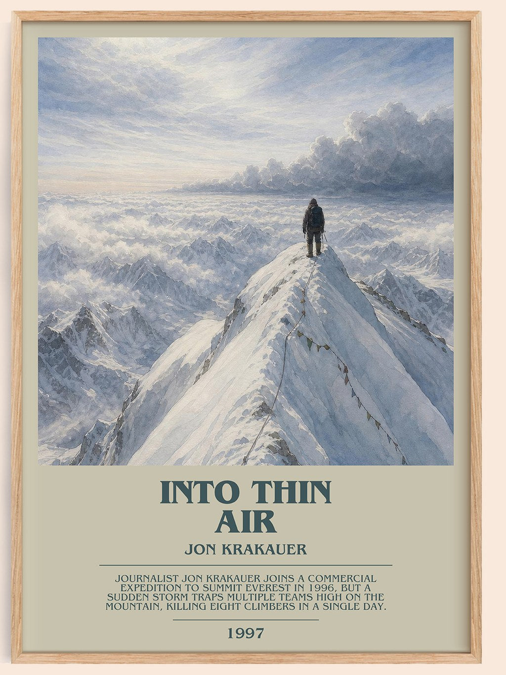 Into Thin Air Bookish Wall Art by Jon Krakauer – framed poster