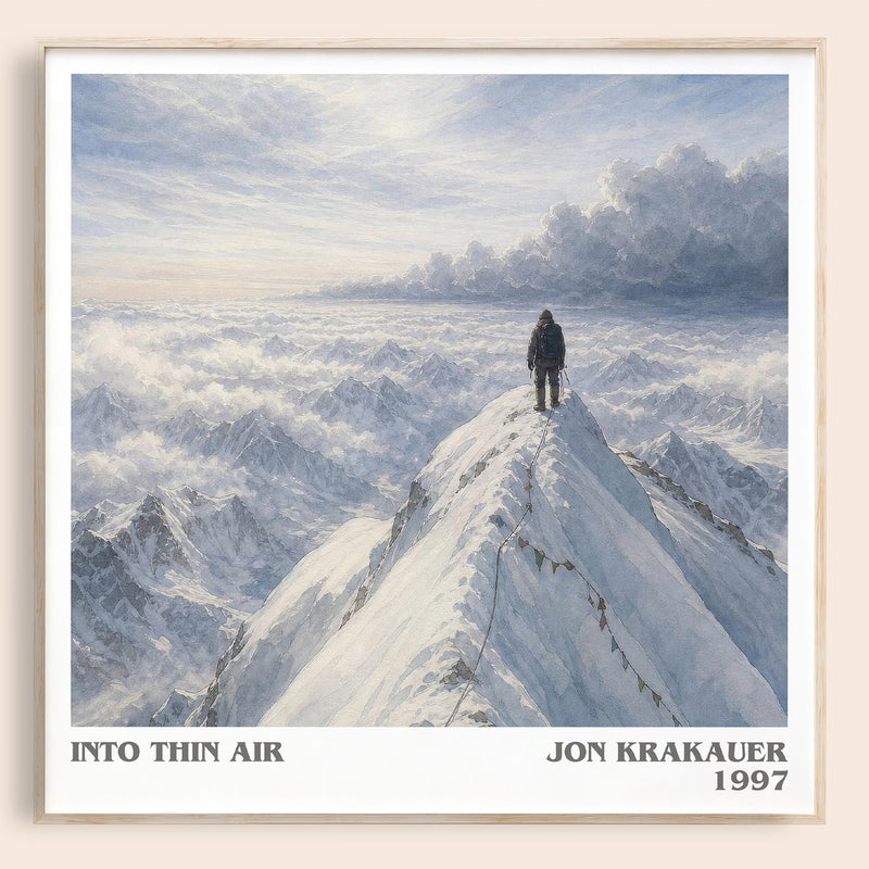 Into Thin Air literary book poster by Jon Krakauer – framed literary art print