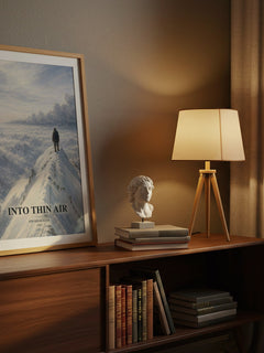 Into Thin Air watercolour print on bookshelf – Jon Krakauer fan gift