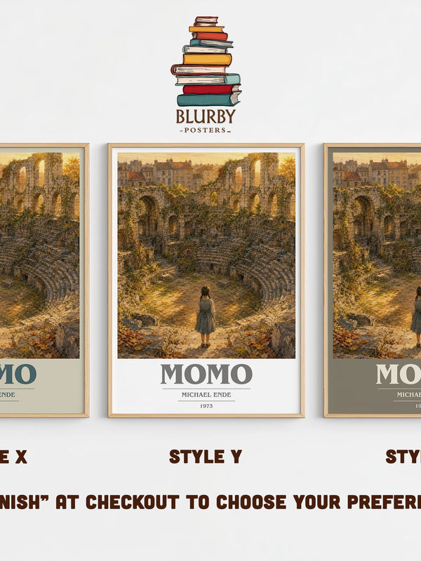 Momo book cover print in frame leaning in hallway – fantasy wall art