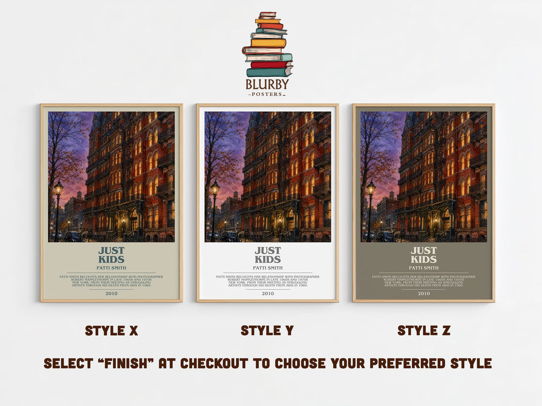 Just Kids Bookish Wall Art by Patti Smith – Style X, Y and Z side by side – choose your finish