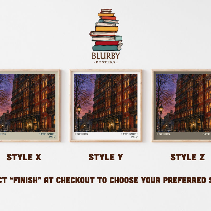 Just Kids literary print in frame leaning in hallway – memoir wall art