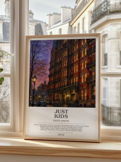 Just Kids Bookish Wall Art by Patti Smith – framed print by a bright window