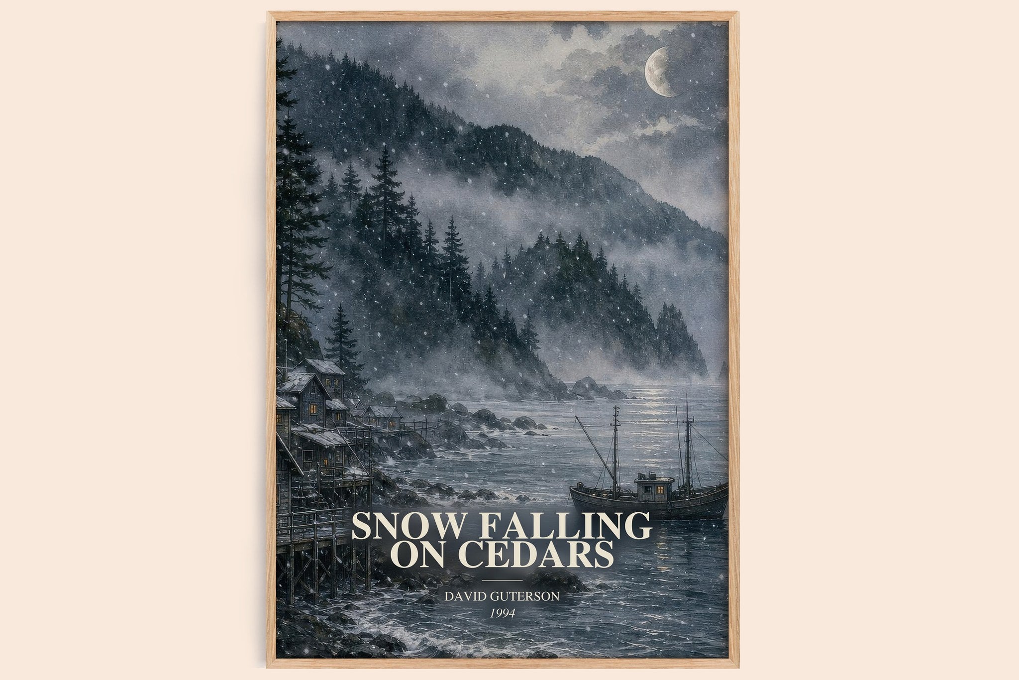 Snow Falling on Cedars Book Watercolour Illustration by David Guterson