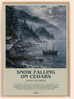 Snow Falling on Cedars Bookish Wall Art by David Guterson – framed poster