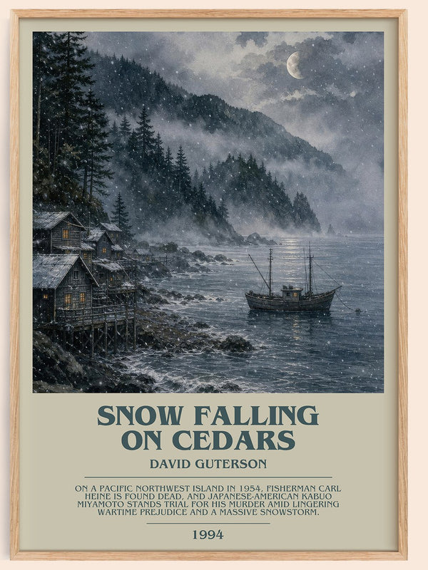 Snow Falling on Cedars Bookish Wall Art by David Guterson – framed poster