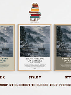 Snow Falling on Cedars Bookish Wall Art by David Guterson – Style X, Y and Z side by side – choose your finish