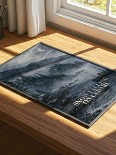 Snow Falling on Cedars watercolour book poster framed on wall – literary fiction wall art