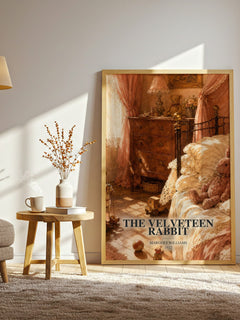 The Velveteen Rabbit watercolour print in frame leaning in hallway – childrens wall art