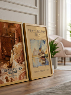The Velveteen Rabbit watercolour print framed by window – literary home decor