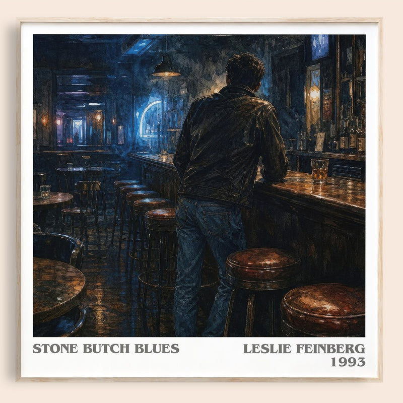 Stone Butch Blues literary book poster by Leslie Feinberg – framed literary art print