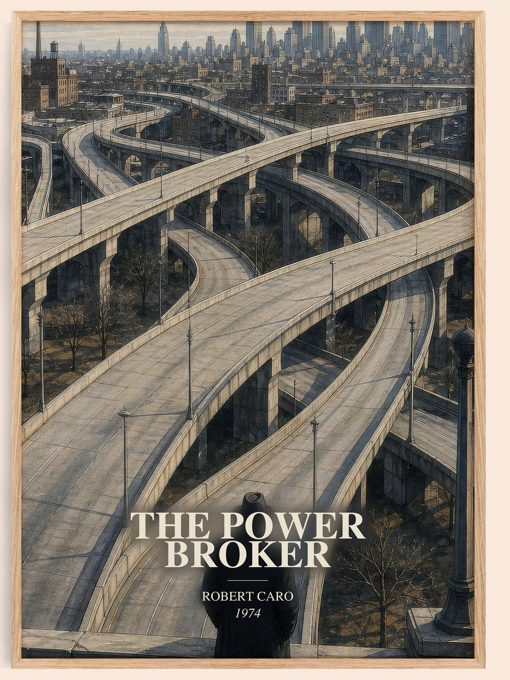 The Power Broker watercolour book poster by Robert Caro – framed literary art print