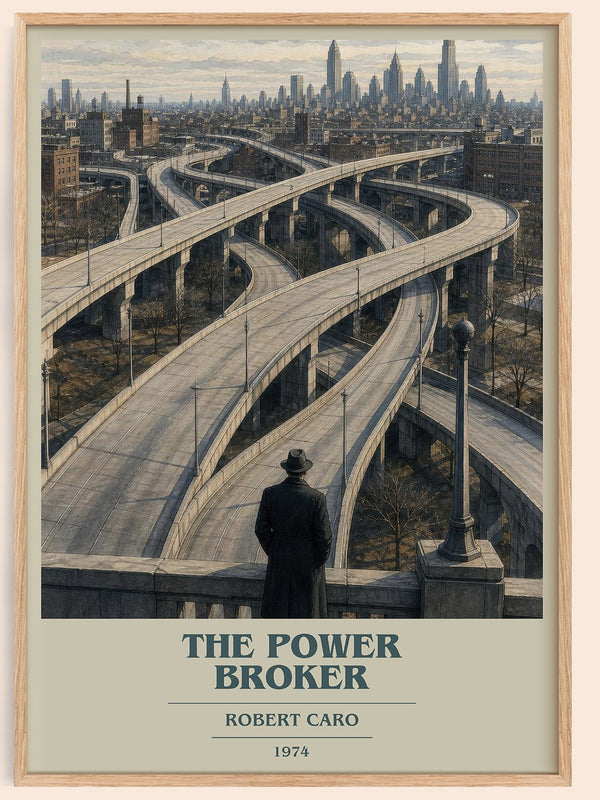 The Power Broker book cover book poster by Robert Caro – framed literary art print