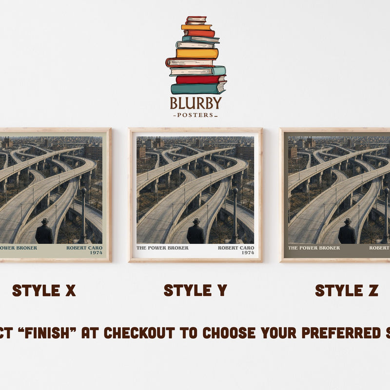 The Power Broker literary print in frame leaning in hallway – non fiction wall art