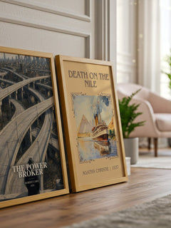 The Power Broker watercolour print framed by window – literary home decor