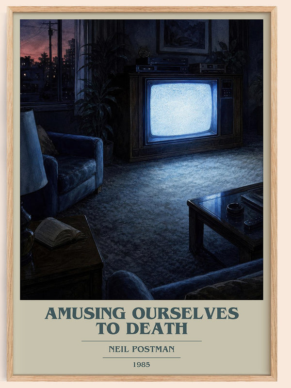 Amusing Ourselves To Death book cover book poster by Neil Postman – framed literary art print