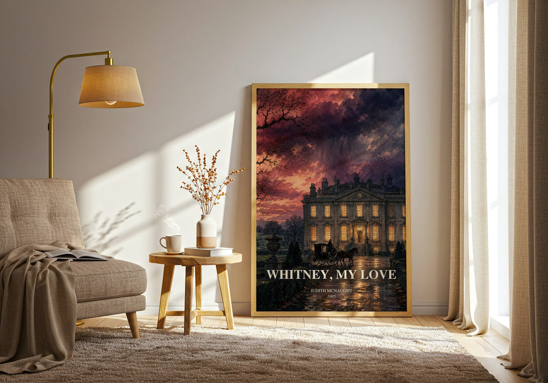 Whitney, My Love watercolour print in frame leaning in hallway – romance wall art