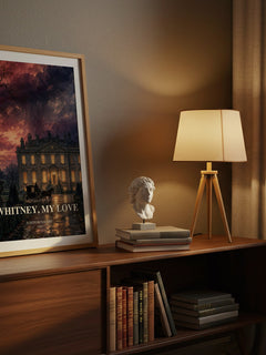 Whitney, My Love watercolour print on bookshelf – Judith McNaught fan gift