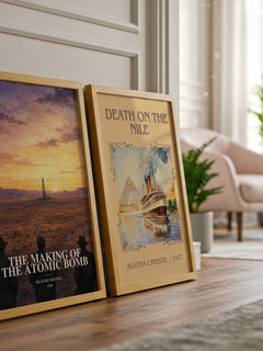 The Making of the Atomic Bomb watercolour print framed by window – literary home decor