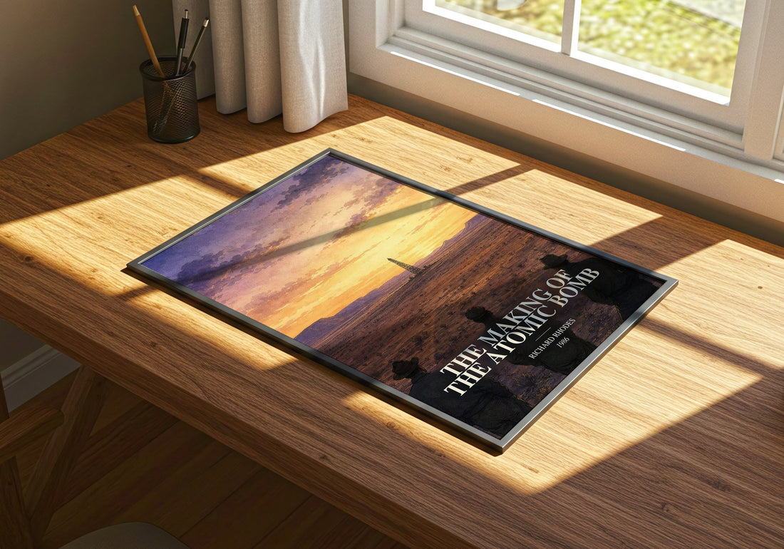 The Making of the Atomic Bomb watercolour book poster framed on wall – non fiction wall art