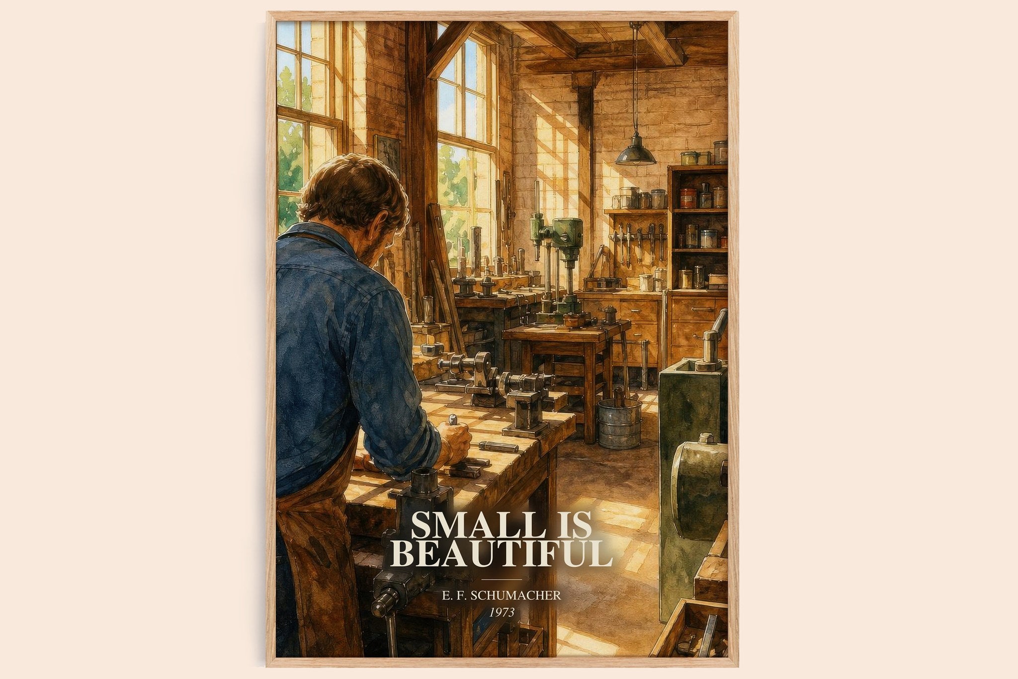 Small Is Beautiful Book Watercolour Illustration by E. F. Schumacher