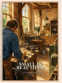 Small Is Beautiful watercolour book poster by E. F. Schumacher – framed literary art print