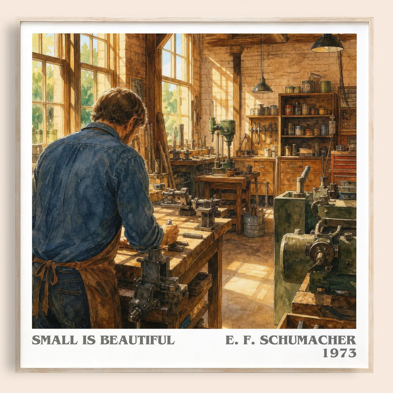 Small Is Beautiful literary book poster by E. F. Schumacher – framed literary art print