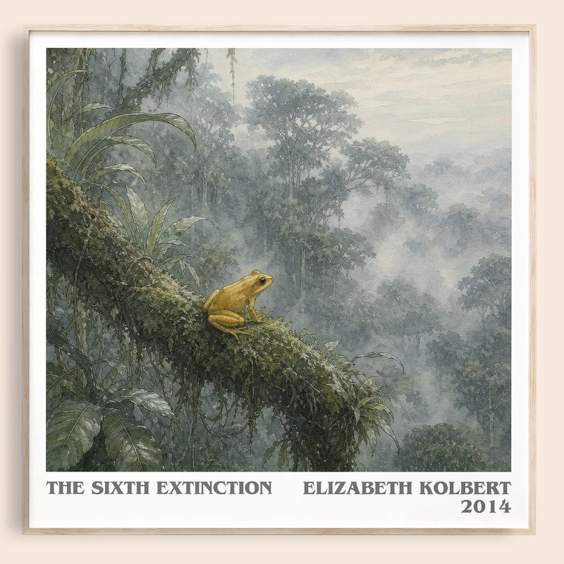The Sixth Extinction literary book poster by Elizabeth Kolbert – framed literary art print
