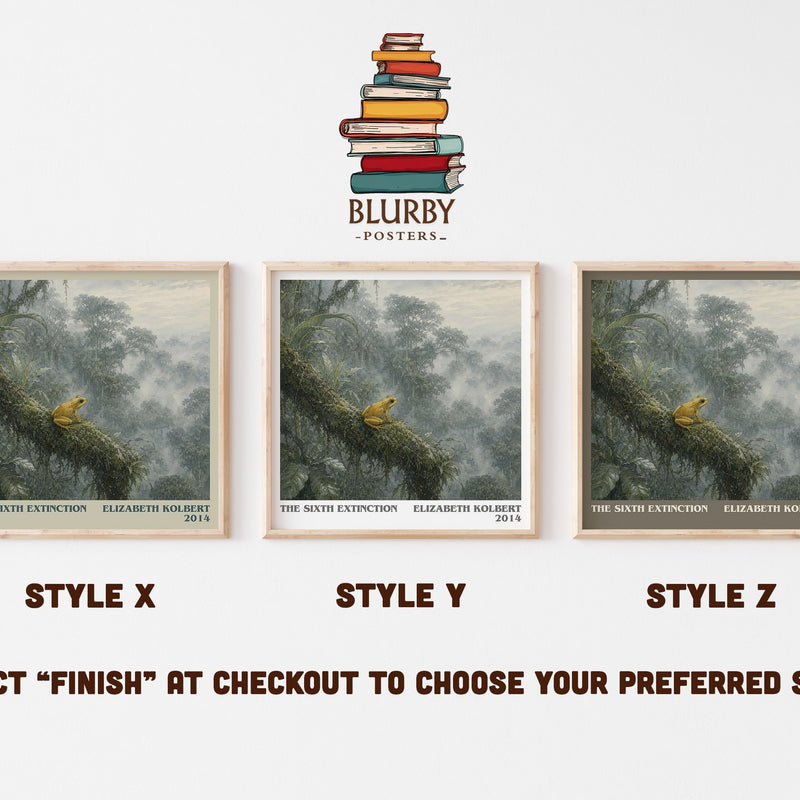 The Sixth Extinction literary print in frame leaning in hallway – non fiction wall art