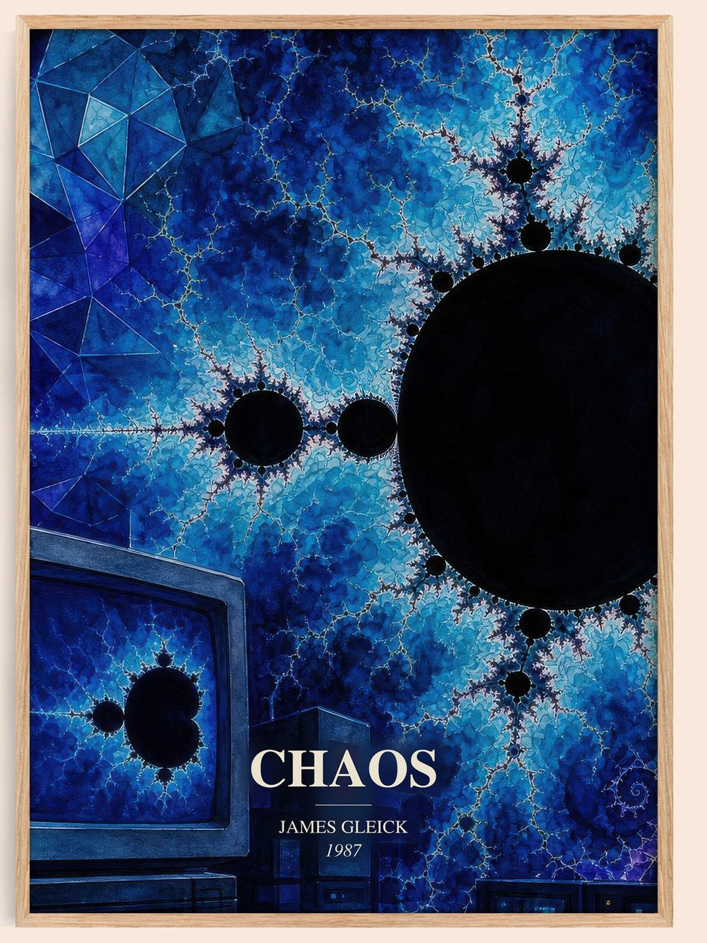 Chaos watercolour book poster by James Gleick – framed literary art print