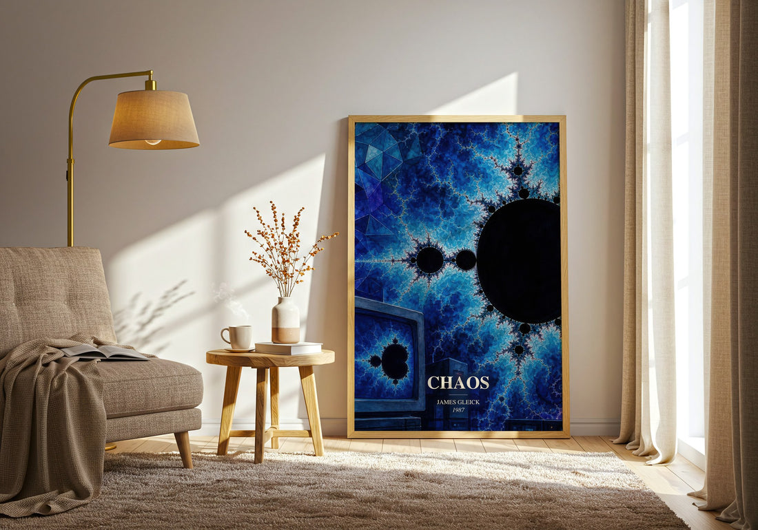 Chaos watercolour print in frame leaning in hallway – non fiction wall art