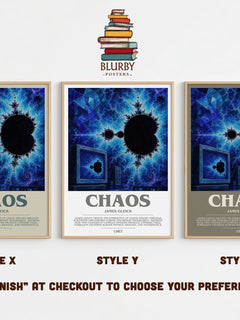 Chaos Bookish Wall Art by James Gleick – Style X, Y and Z side by side – choose your finish