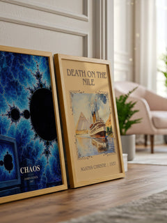 Chaos watercolour print framed by window – literary home decor