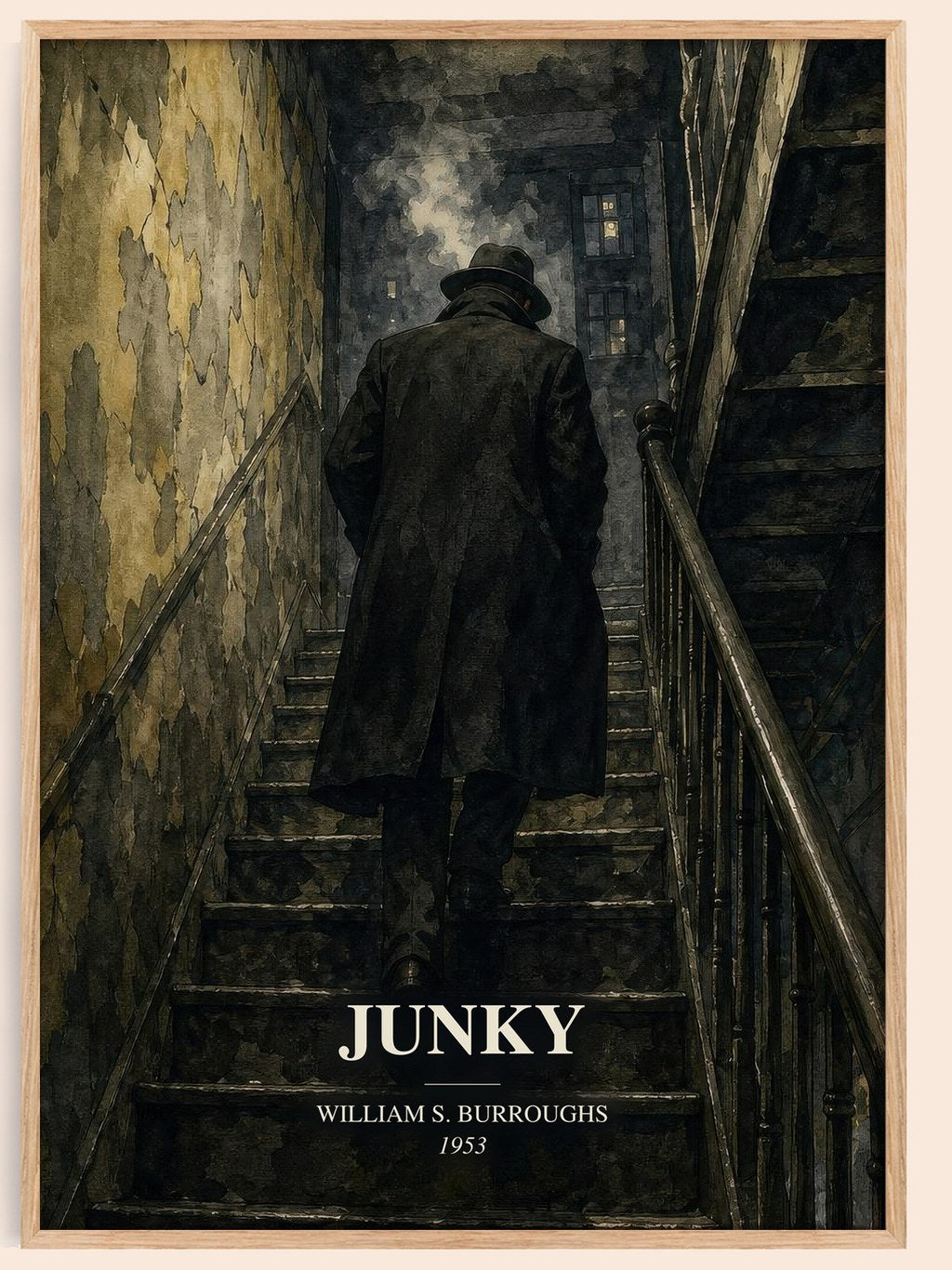 Junky watercolour book poster by William S. Burroughs – framed literary art print