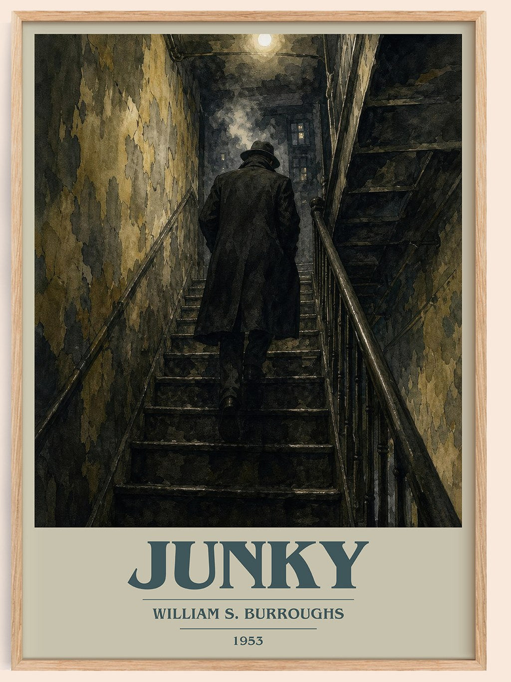 Junky book cover book poster by William S. Burroughs – framed literary art print