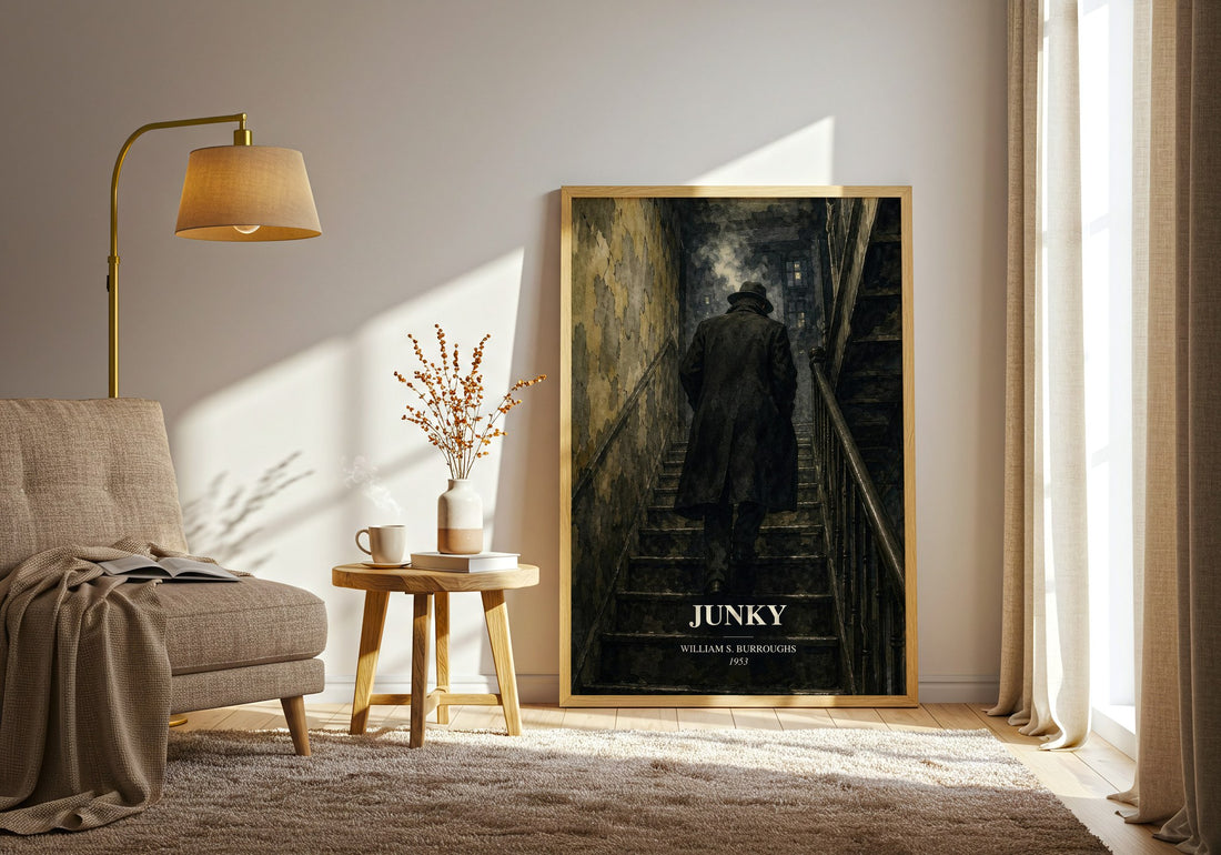 Junky watercolour print in frame leaning in hallway – memoir wall art