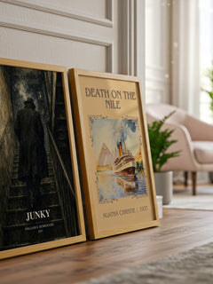Junky watercolour print framed by window – literary home decor