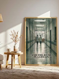 And the Band Played On watercolour print in frame leaning in hallway – non fiction wall art