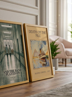 And the Band Played On watercolour print framed by window – literary home decor