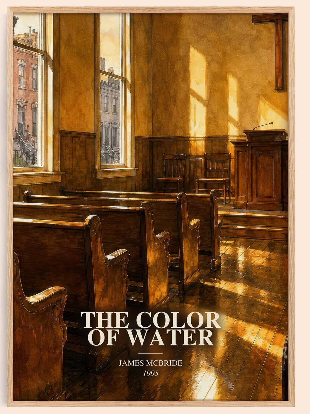 The Color of Water watercolour book poster by James McBride – framed literary art print