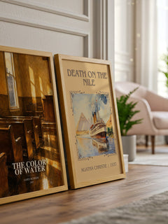 The Color of Water watercolour print framed by window – literary home decor