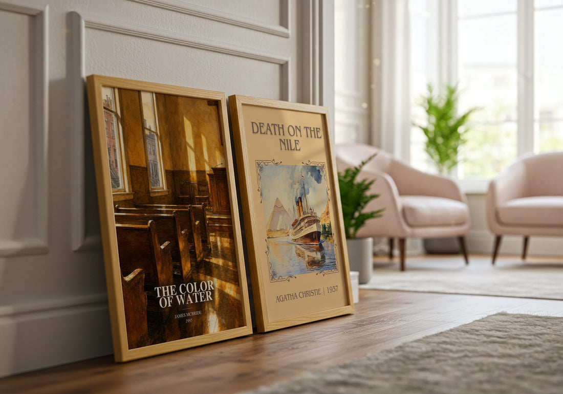 The Color of Water watercolour print framed by window – literary home decor