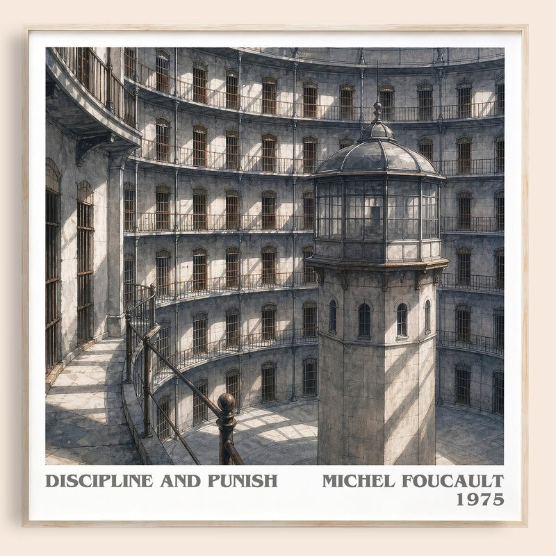 Discipline and Punish literary book poster by Michel Foucault – framed literary art print