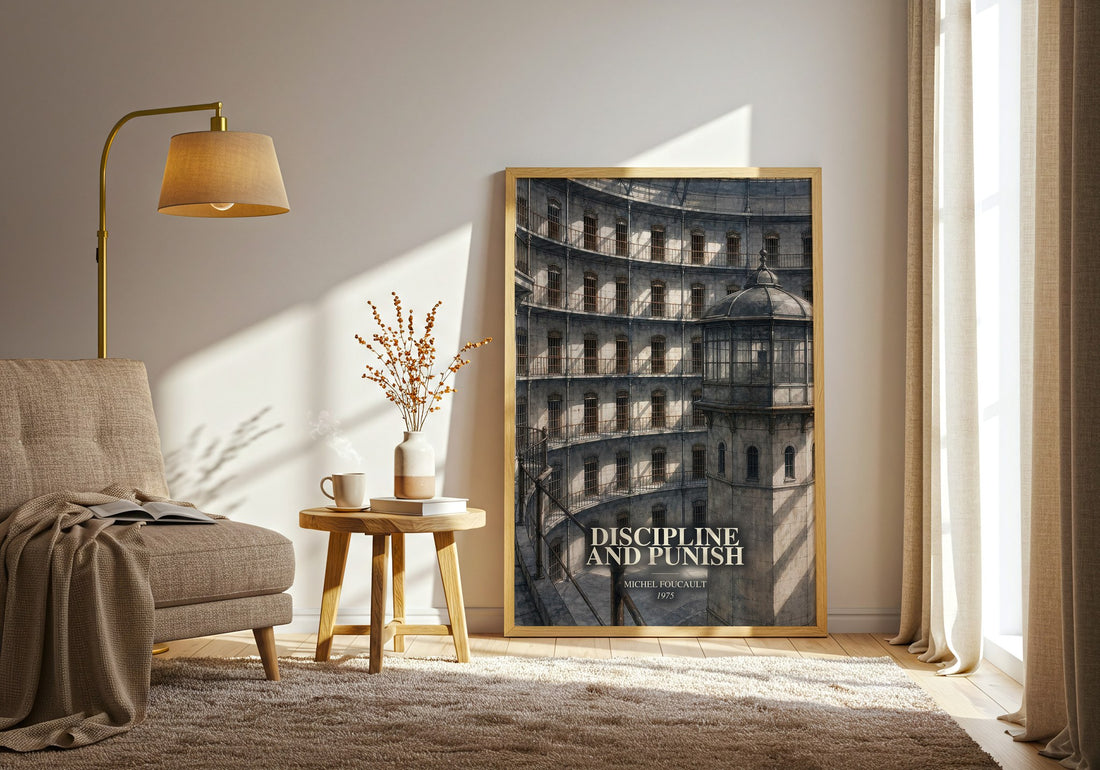 Discipline and Punish watercolour print in frame leaning in hallway – philosophy wall art
