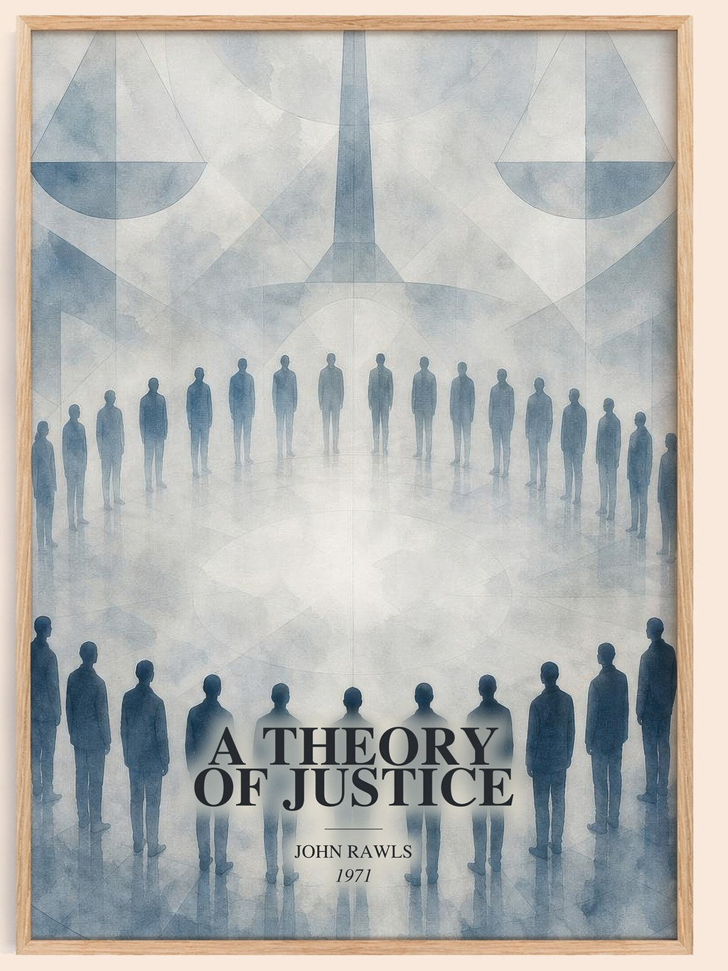 A Theory of Justice watercolour book poster by John Rawls – framed literary art print