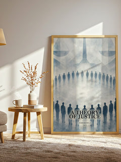 A Theory of Justice watercolour print in frame leaning in hallway – philosophy wall art