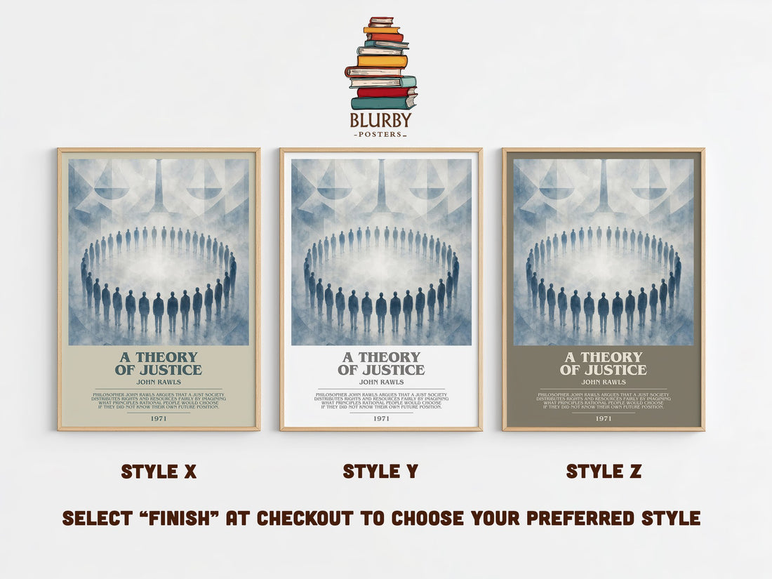 A Theory of Justice Bookish Wall Art by John Rawls – Style X, Y and Z side by side – choose your finish